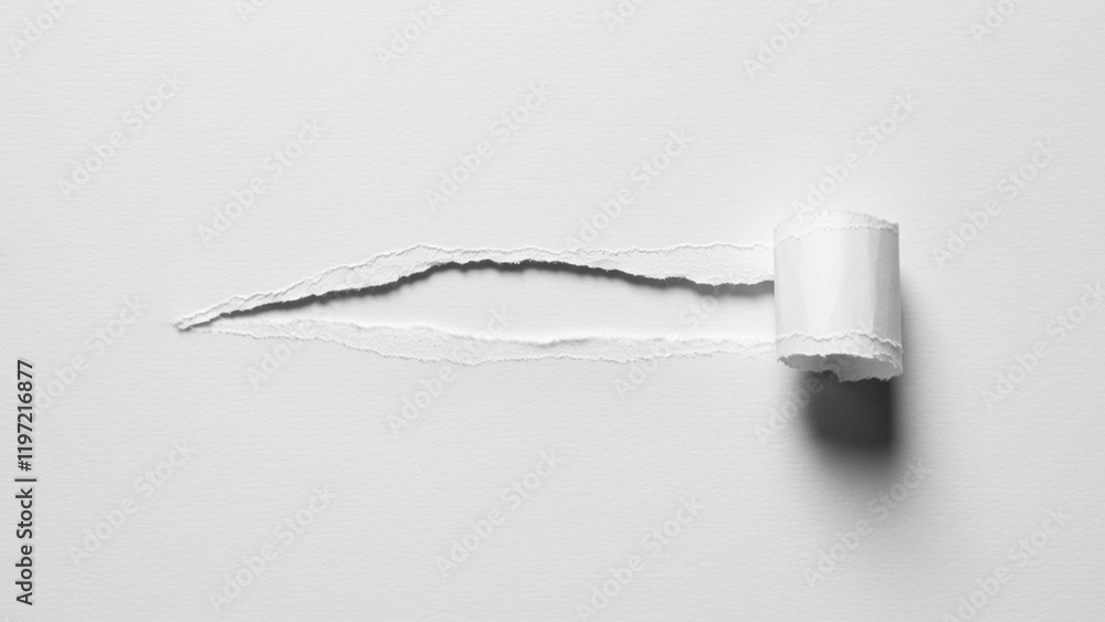 Poster an isolated fragment of white paper, torn and creating a shadow
