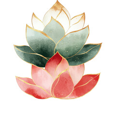 Fototapeta premium Artistic watercolor lotus flower design botanical illustration digital art tranquil setting close-up view serenity