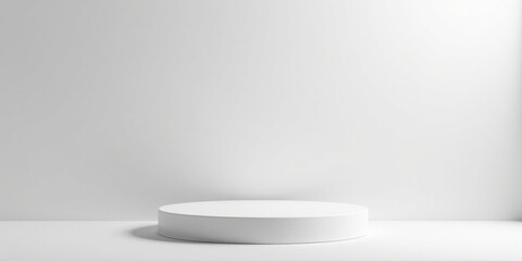 Fototapeta premium Simple White Circular Pedestal on a Blank Background for Product Displays and Minimalist Designs