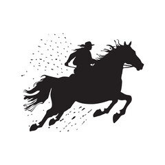Cowboy riding horse silhouette vector illustration
