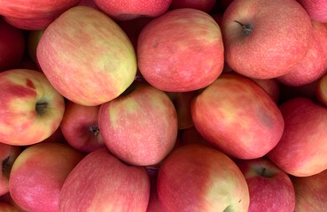 A close-up of a group of red apples isolated against white background