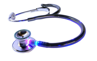 Glowing Stethoscope on transparent background PNG.