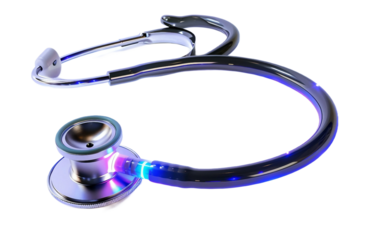 Glowing Stethoscope on transparent background PNG.