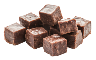 Brownie Bites in Chocolate Cubes isolated on transparent Background