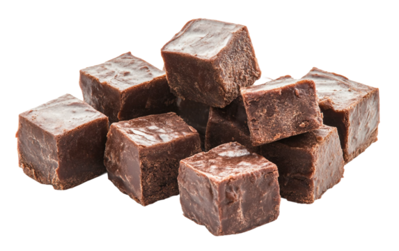 Brownie Bites in Chocolate Cubes isolated on transparent Background