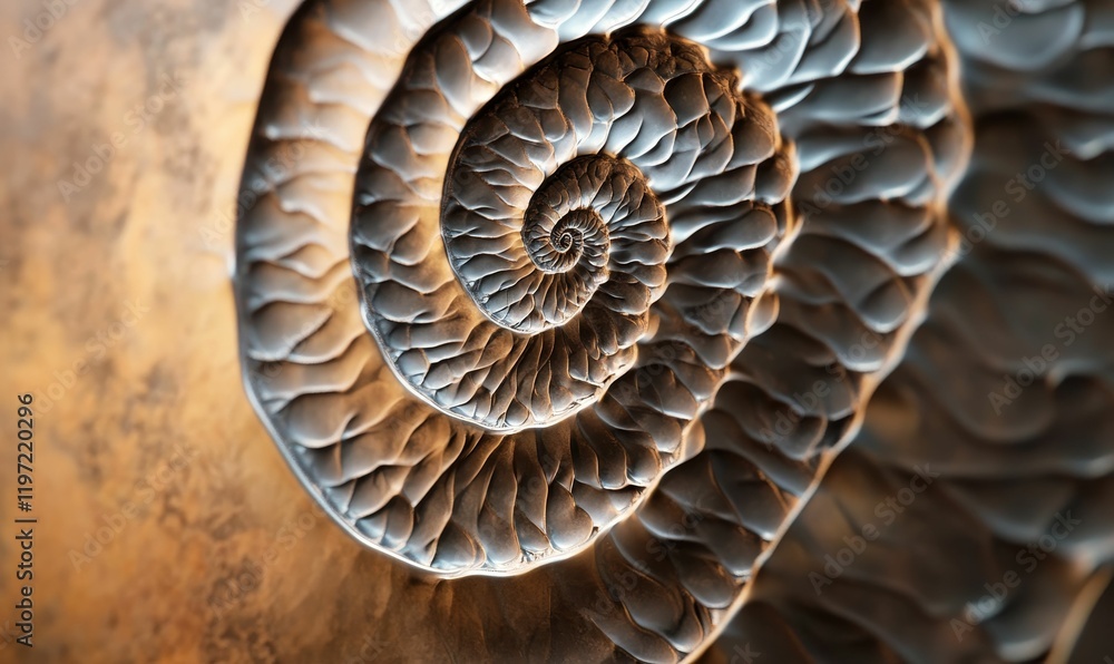 Aufkleber spiral pattern of textured forms with golden light.