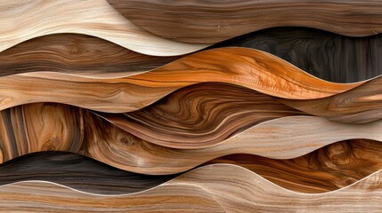 Beautiful Wood Texture Abstract Art with Flowing Waves in Natural Colors and Patterns