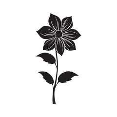 Flower with leaves silhouette vector illustration