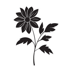 Flower with leaves silhouette vector illustration