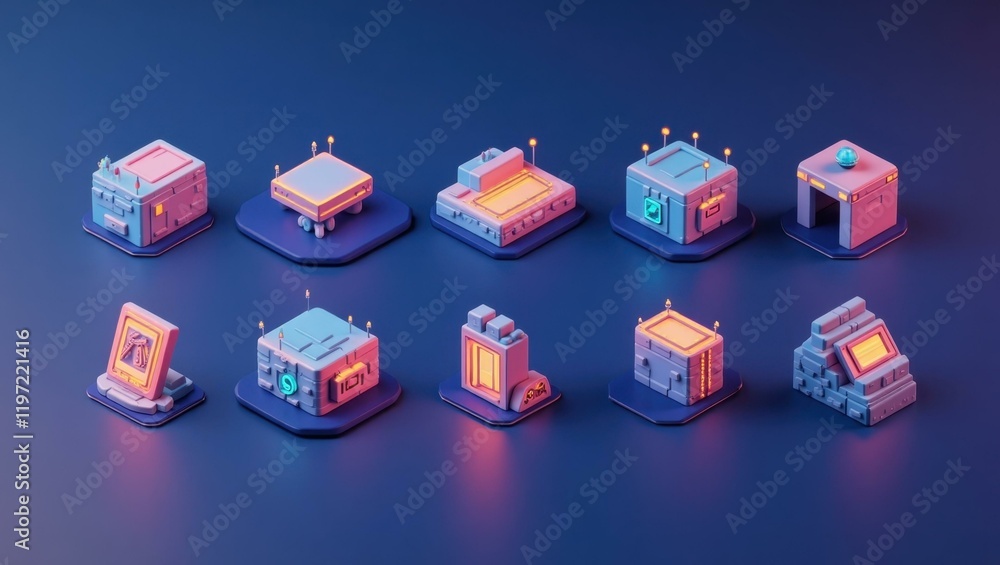 Poster web with vr icons 2d flat icons illustration
