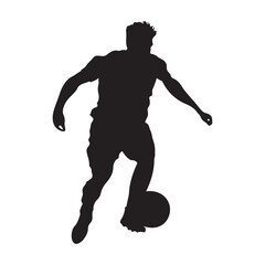 Obraz premium Soccer player with football pose silhouette vector illustration