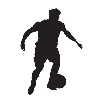 black soccer player silhouette dribbling ball clip art preview
