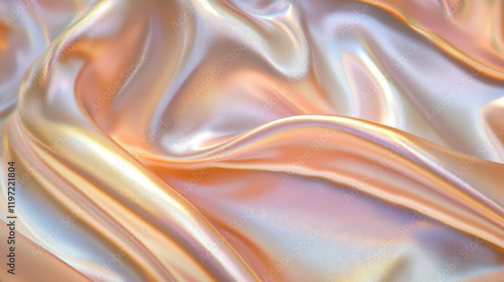 Poster iridescent dreamscape of abstract silk texture with soft shimmers and flowing patterns capturing lig