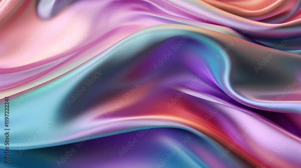 Aufkleber iridescent silk dreamscape abstract fabric texture with flowing colors and soft light in a serene an