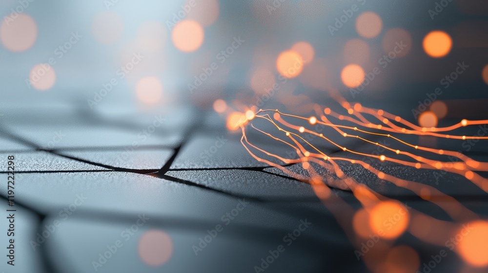 Poster an abstract representation of a firewall as a glowing energy barrier, deflecting incoming streams of