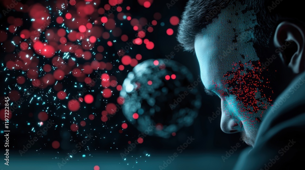 Poster a futuristic threat detection dashboard with holographic projections of global cyber threats, provid