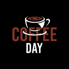 coffee day slogan with a cup of coffee logo 