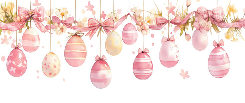 PNG Easter eggs hanging illustration watercolor easter.