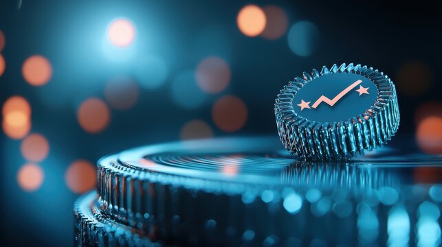 A product advertisement with a close up shot of the product alongside a checkmark and five stars, highlighted by a spotlight, emphasizing its exceptional features and value.