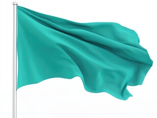 Turquoise flag waving in the breeze.