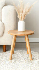 Modern Wooden Side Table Interior Illustration