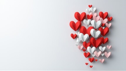 Close-up of paper heart decorations for valentine's day celebration