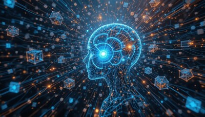 Obraz premium Digital Mind: Networked Consciousness in the Age of AI