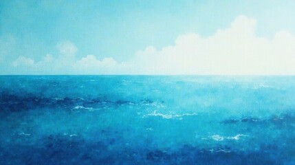 Serene Ocean Vista A Peaceful Watercolor Depiction of a Calm Sea Under a Soft, Cloudy Sky