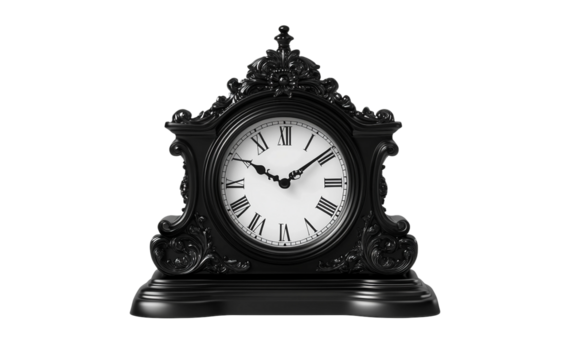 Timeless Black Desk Clock isolated on transparent Background - Powered by Adobe