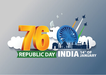 happy republic day India. Ashoka chakra with Indian map. abstract vector illustration design