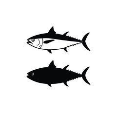 Obraz premium Black and white Tuna fish icon vector illustration