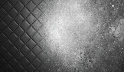 Close up of black surface with raised quilted diamond pattern made up of small tiles arranged in a grid like layout