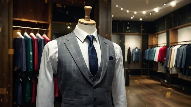 Men's suits for elegant and luxurious wedding parties. Seamless 4K looping timelapse video animation background