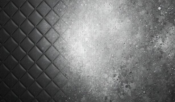 Close up of black surface with raised quilted diamond pattern made up of small tiles arranged in a grid like layout