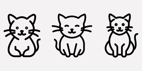 cat outline or line icon design bundle.