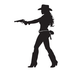 Obraz premium Gunslinger girl silhouette vector illustration