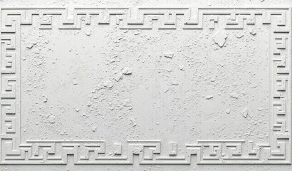 White square shaped frame with raised geometric Greek key interlocking pattern