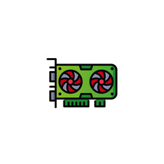 Graphics card GPU icon flat vector design