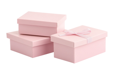 A Concept of Soft Pink Boxes isolated on transparent Background