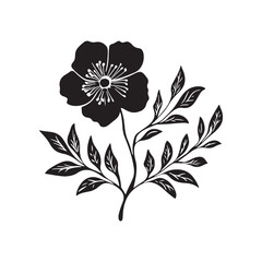 Flower with leaves silhouette vector illustration