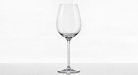 "Timeless Elegance: Crystal Clear Wine Glass on White Background"