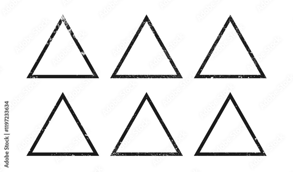 Poster set of grunge borders in triangle form