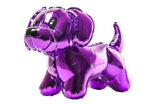 Helium-Filled Purple Dog Balloon isolated on transparent Background