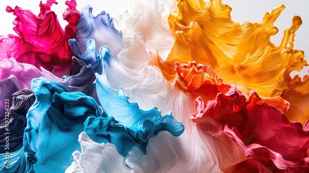 Poster swirling colors blend in a vibrant abstract modern design showcasing bold patterns and textures that
