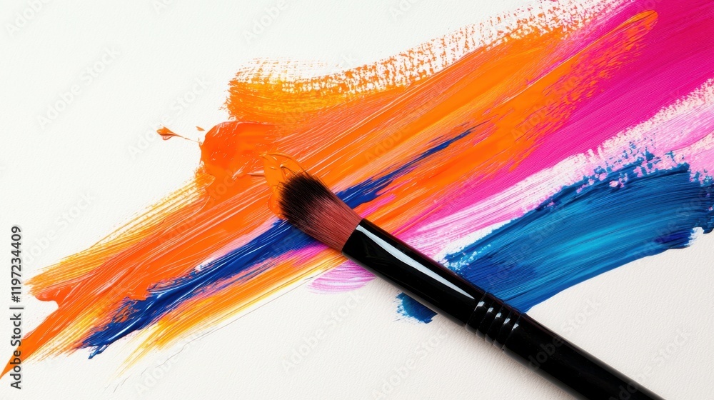 Poster bright, abstract brush strokes combine modern colors creating a vibrant backdrop for artistic expres