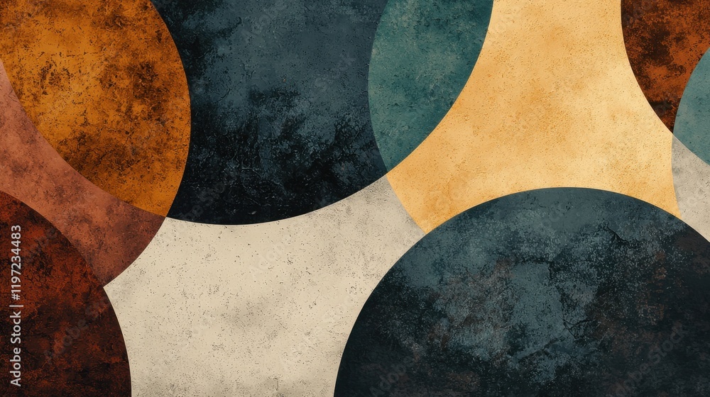 Poster modern abstract backdrop featuring circular patterns and earthy tones for a futuristic aesthetic in 