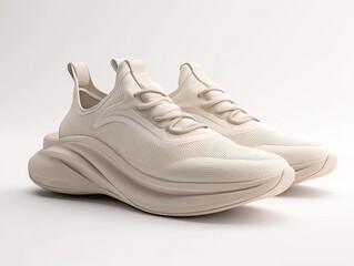 Realistic mockup of comfortable sneakers with memory foam insoles for everyday wear