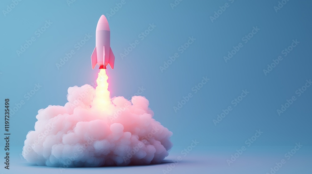 Aufkleber a rocket launching from a cloud icon, representing the rapid growth and transformative potential of 