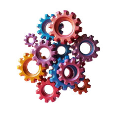 interlocking colorful metallic gears: a dynamic composition