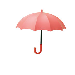 coral umbrella floats gently against a mint green background